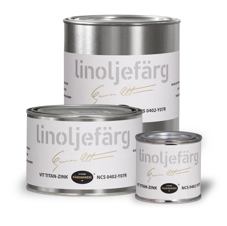 Linoljefärg Vit Titan-Zink NCS-kod: 0402-Y07R