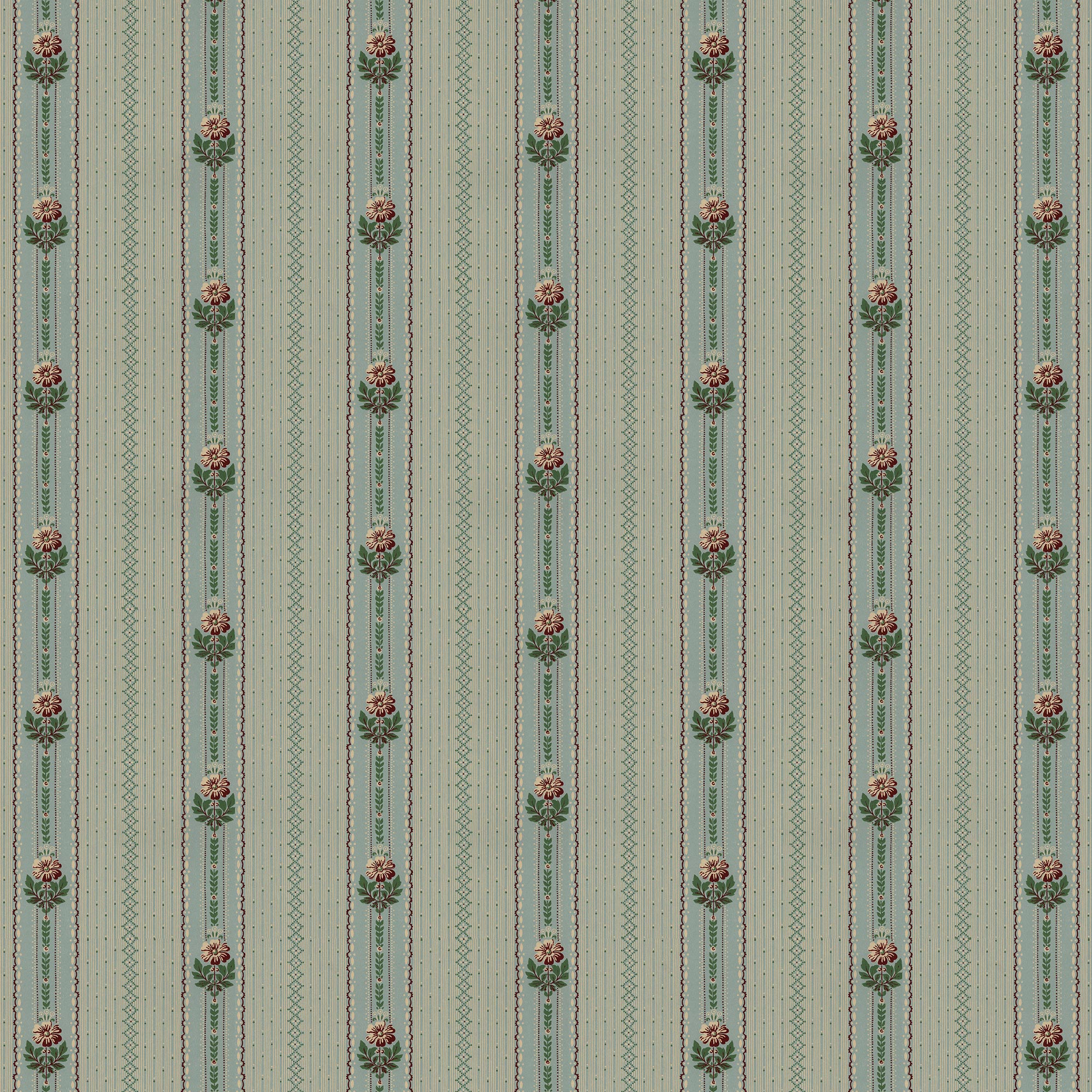 Lilla salongen tapet från Lim & Handtryck – historiskt handtryckt mönster i limfärg