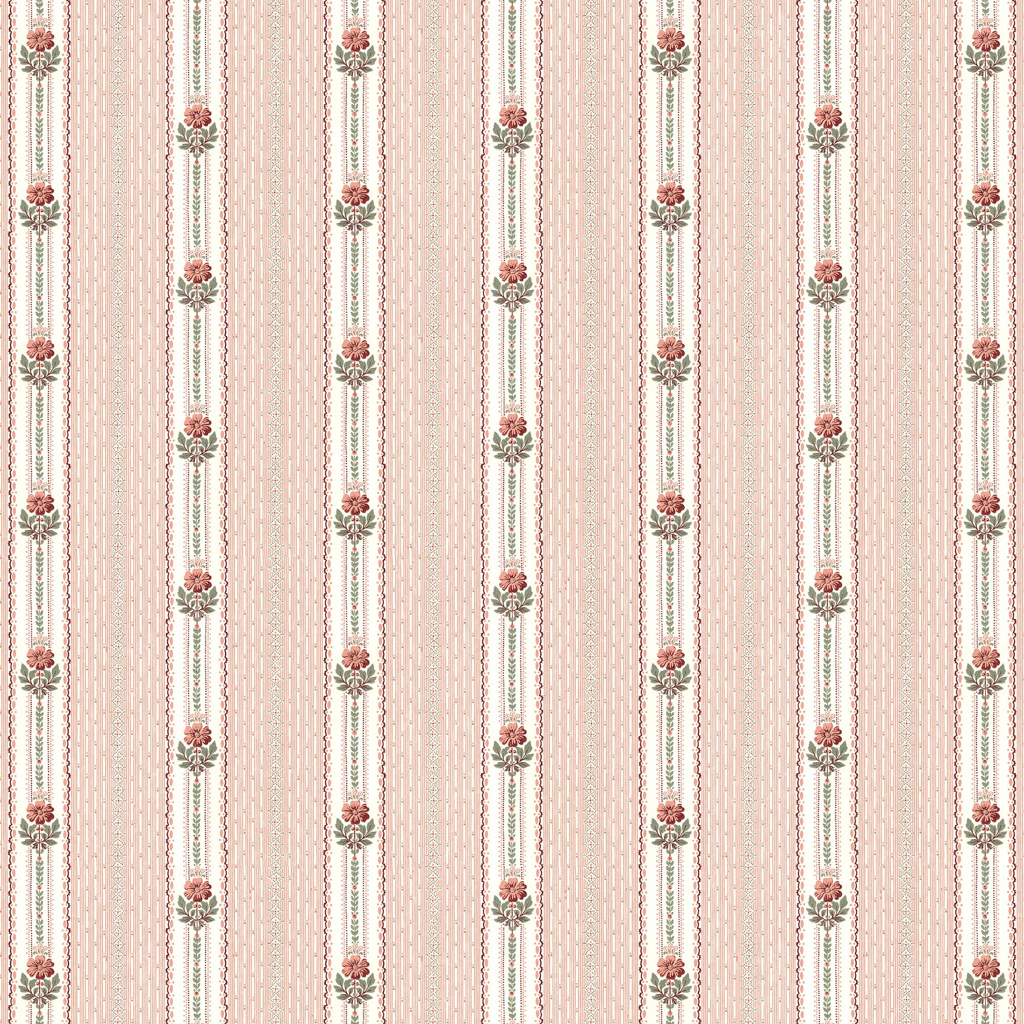 Lilla salongen tapet från Lim & Handtryck – historiskt handtryckt mönster i limfärg